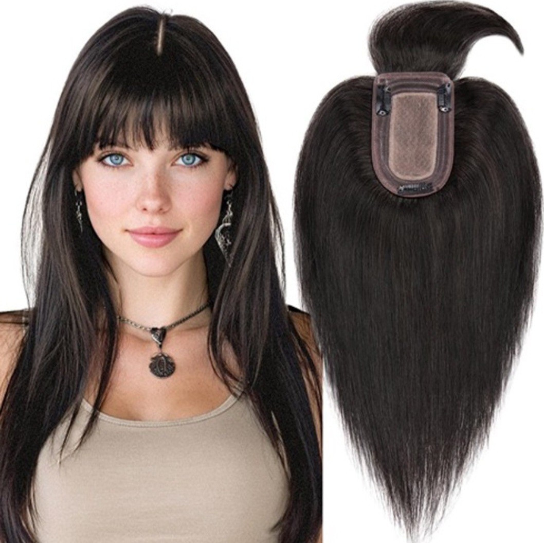 MY-LADY Human Hair Straight Clip-In Bangs Extension 12 Inch Natural Black Remy