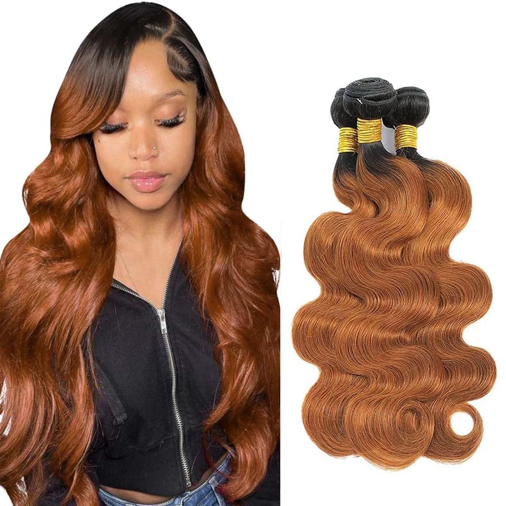 Niciitysi 24 26 28 Inch Light Brown Bundles Human Hair Color 1B30 Body Wave