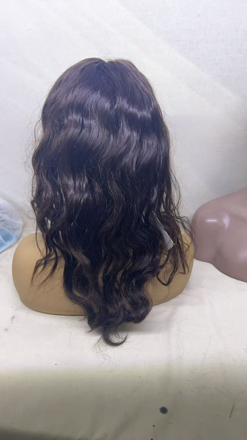Full Lace DARK BROWN WAVE WIGS REAL Human Hair 130% Density 14 Inch
