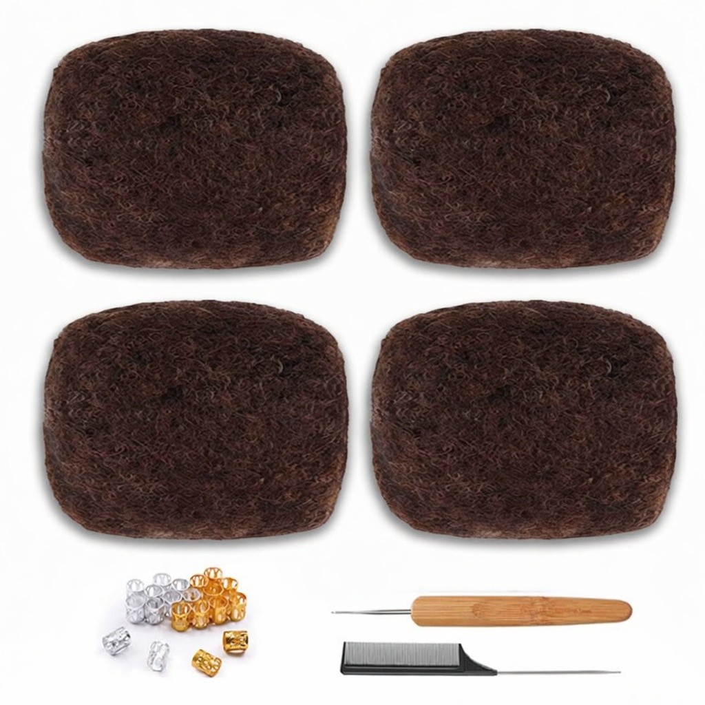 4 PACK 8 Inch Afro Kinky Bulk Human Hair #4 Dreadlock Extensions Repair Locs
