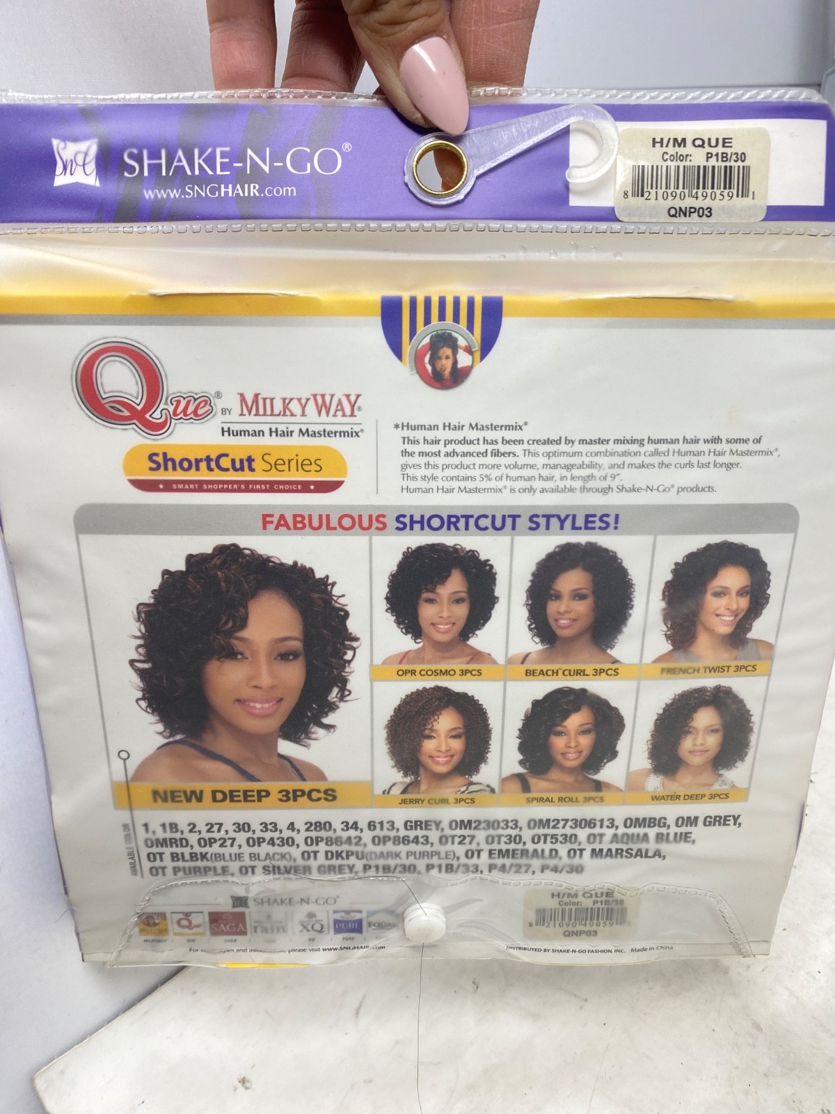 Que Milky Way Shake-N-Go Human Hair 3 piece Mastermix New Deep 1B/30