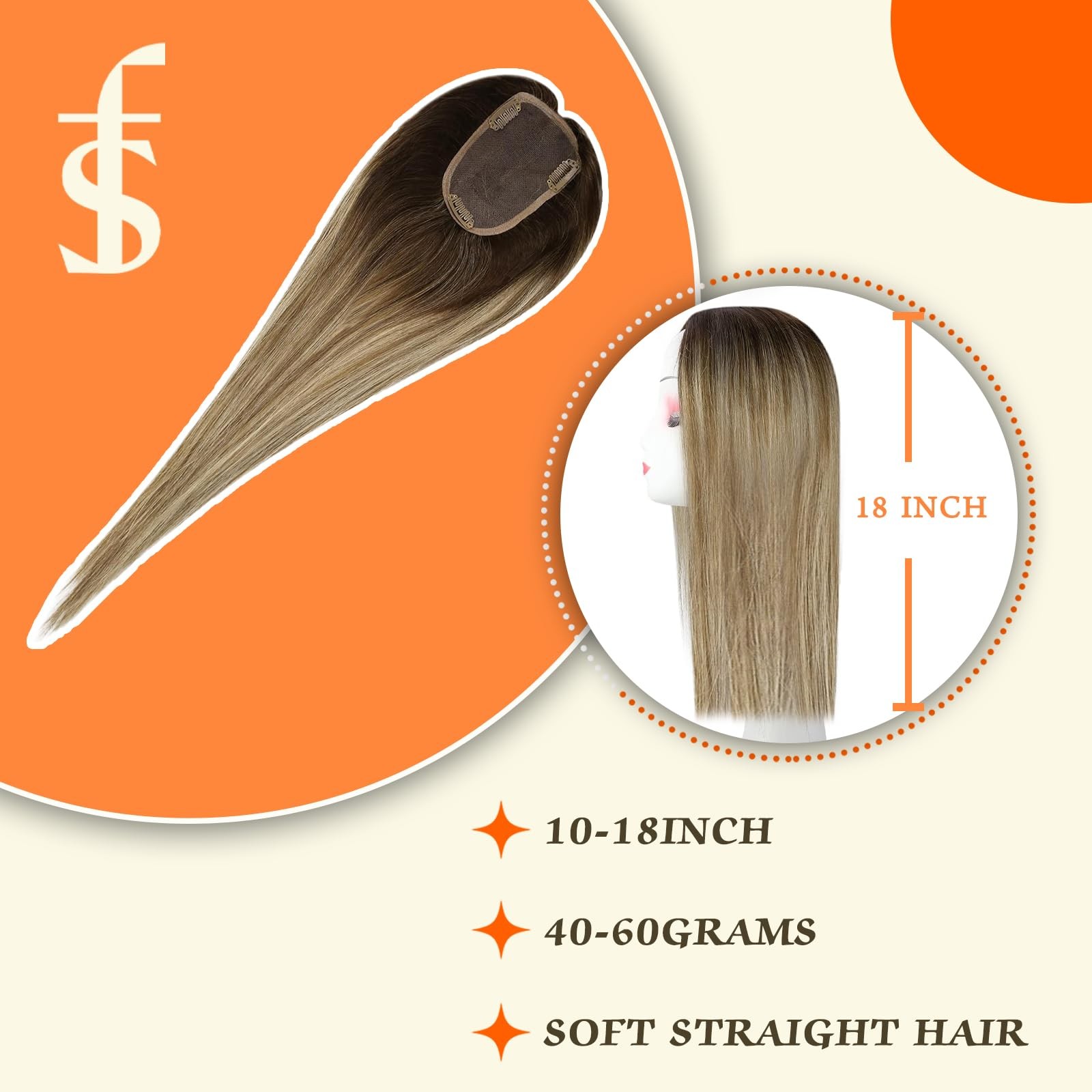 Full Shine Brown Hidden Crown Hair Extensions Fading To Blonde Highlight Top