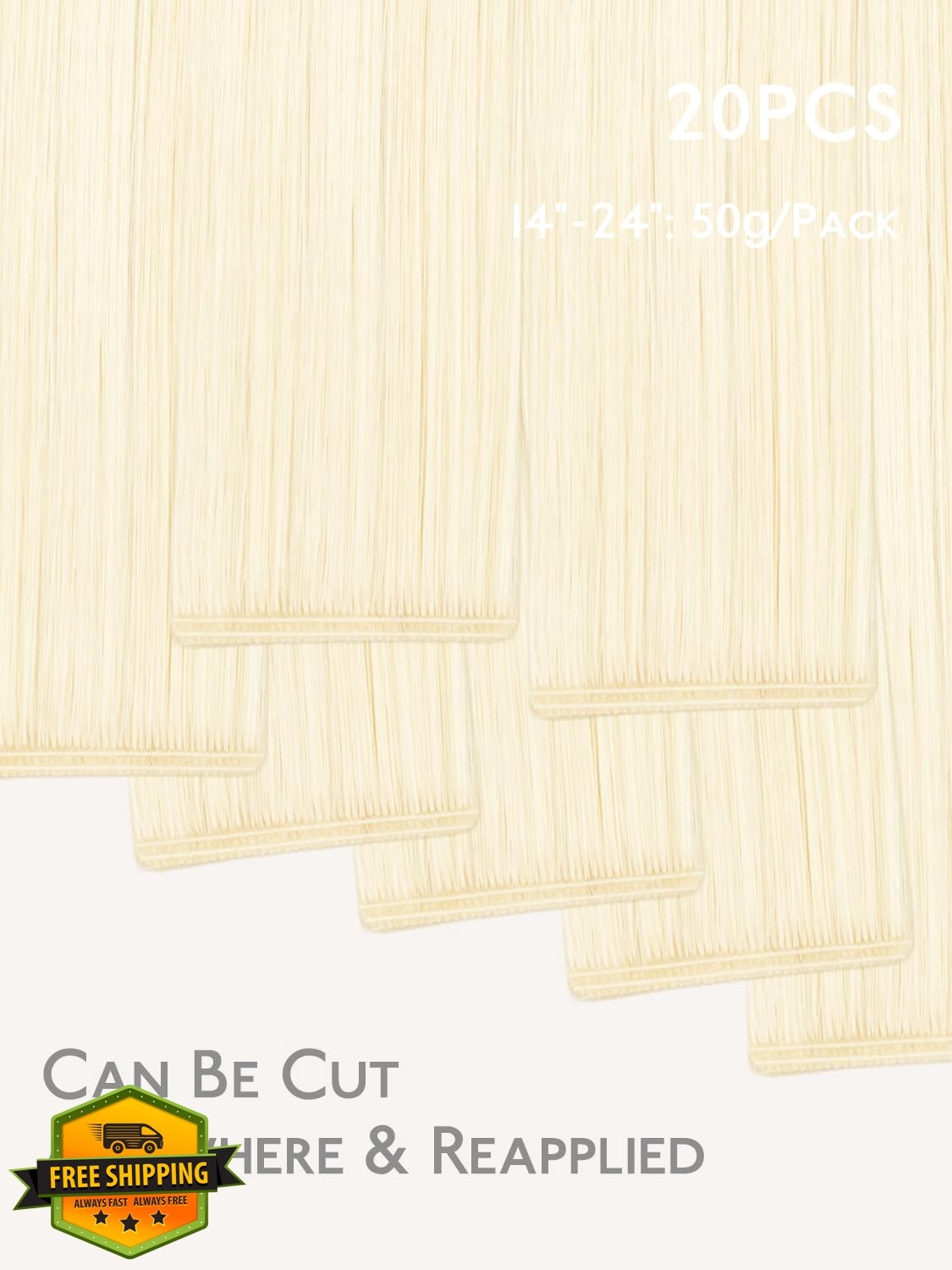 Wennalife 20 inch Platinum Blonde Tape Hair Extensions