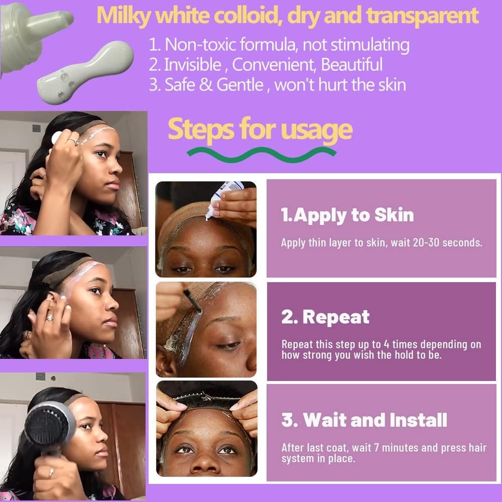 Lace Wig Glue Hair Replacement Adhesive & Remover 4cmx0.8cm, White