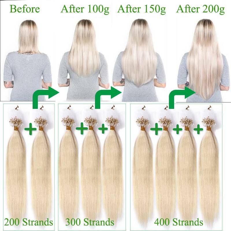Micro Ring Beads Loop Tip Hair Extensions Double THICK 1g/s Remy Real Human Hair