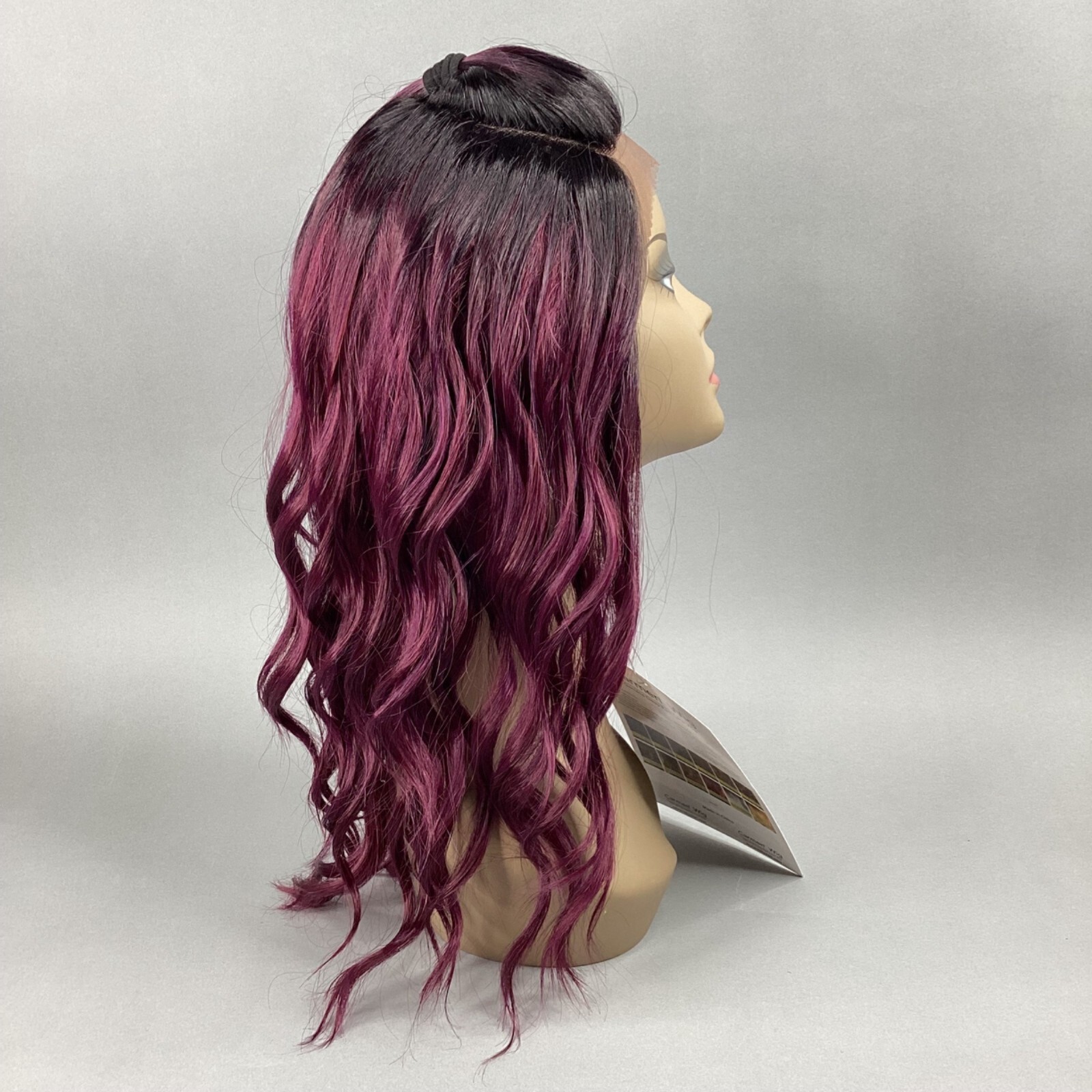AM Deep Lace Front U-Part Ombre Burgundy Wig Top Pony Ponytail Synthetic