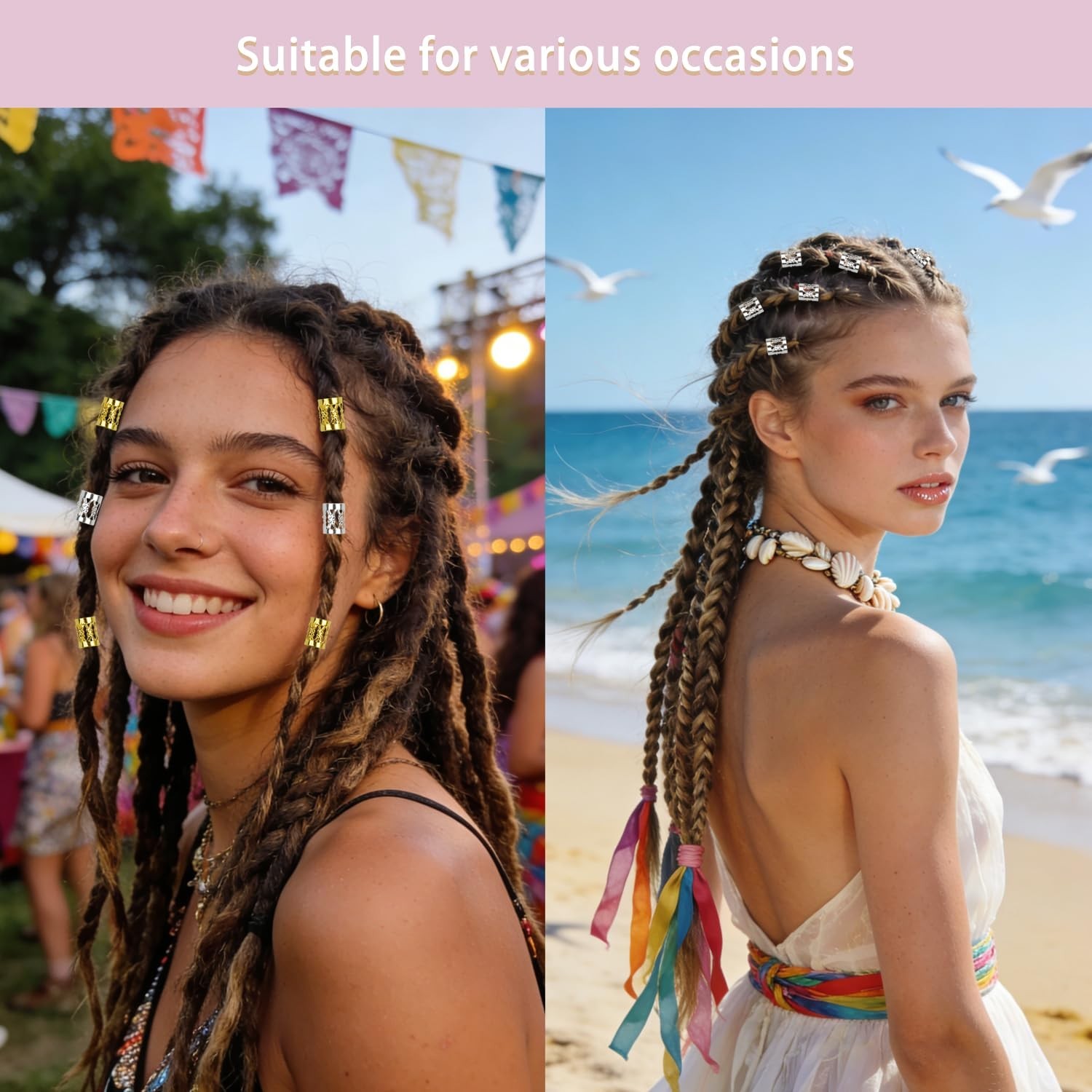 50 Pcs Gold Dreadlocks Beads & Hair Cuffs – Chic Braiding Accessories