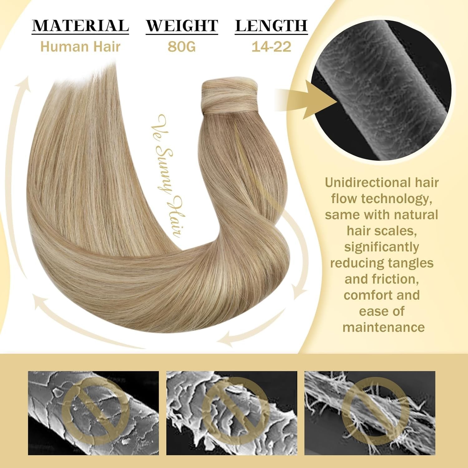 Sunny Hair PONYTAIL 20in Dark-Light Blonde Hair Extensions – P16-22_20_80G
