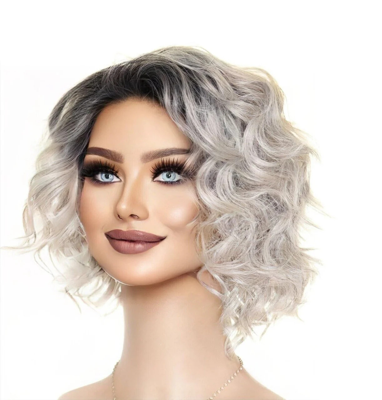 ATTITUDE RENE OF PARIS Orchid Wigs – LACE FRONT – New WAVY SILVER MIST ROOTED