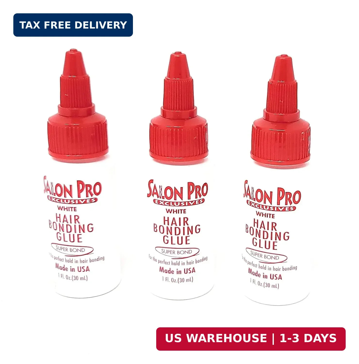 Salon Pro White Hair Bonding Glue [Super Bond] 1 Oz,Pack of 3