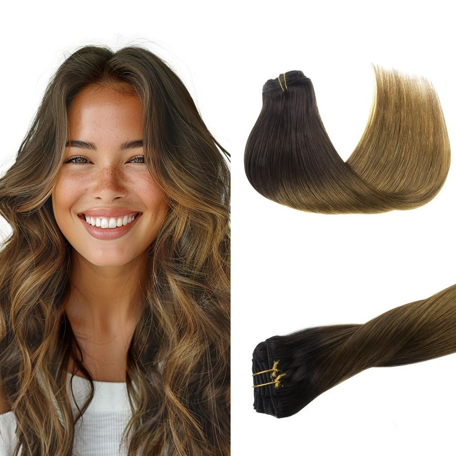 GOO GOO Clip in Hair Extensions Real Human Hair, Remy Human Hair Extensions Clip