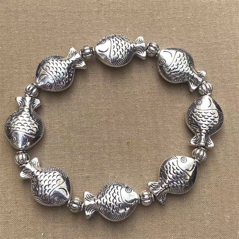 Antique Zang silver solid silver annual surplus bracelet for men and women, vint