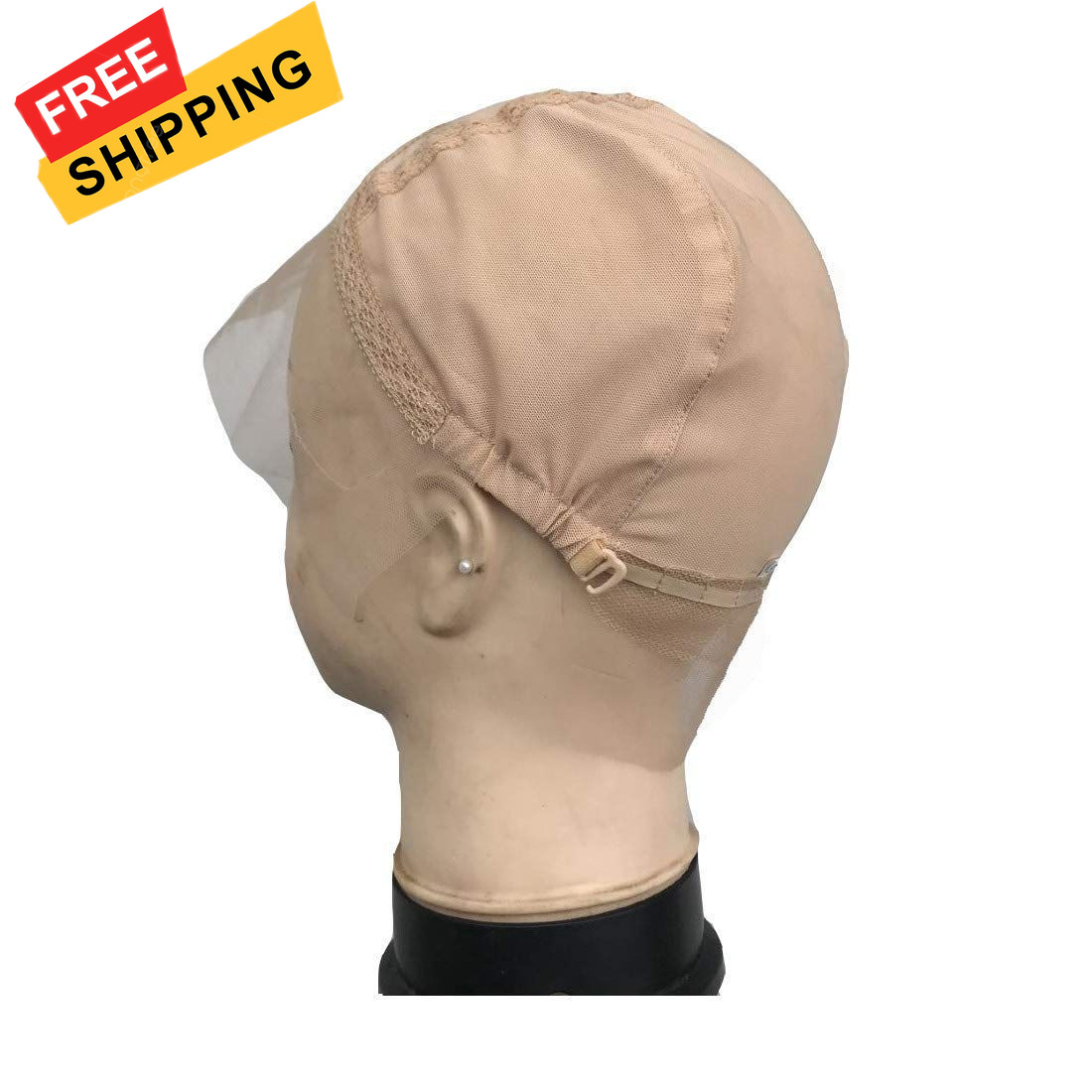 Lace Front Wig Cap for Making Wigs with Adjustable Strap Glueless Beige