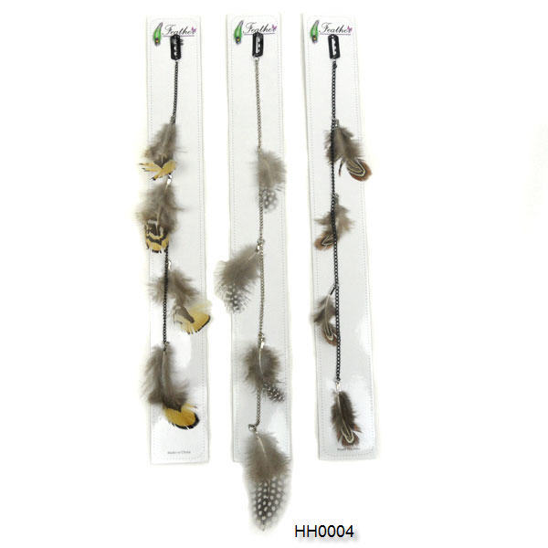 4 pcs 12~14″ Long Feather & Chain Hair Extension w/Clip On Comb Assorted HH0004
