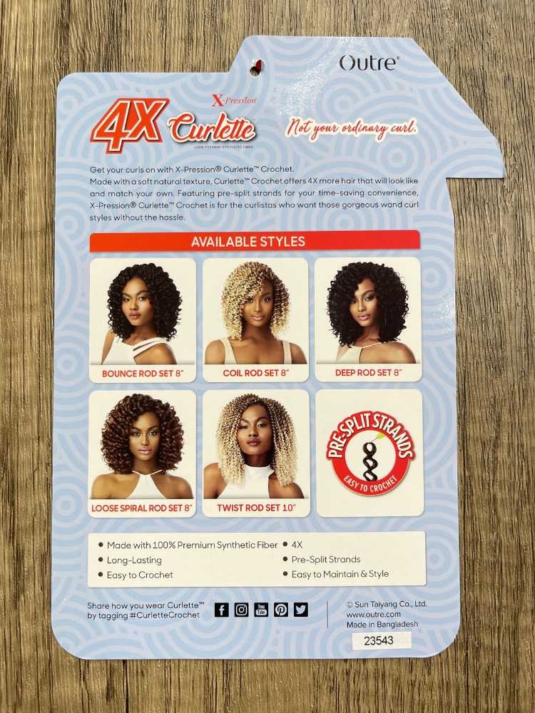 Outre 4X Curlette Crochet Hair – Deep Rod Set 8″