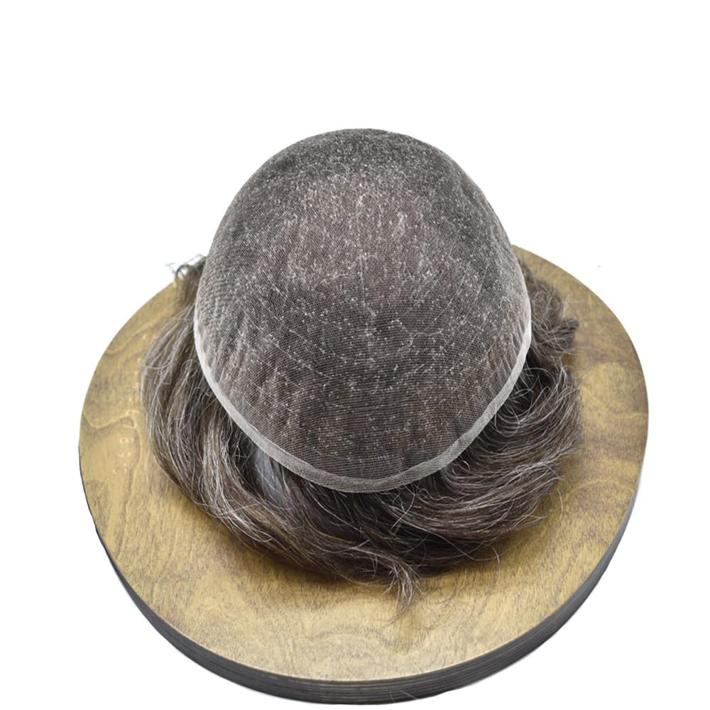 Natural Full French Lace Mens Toupee Hair Piece Replacement System for Mens Wig
