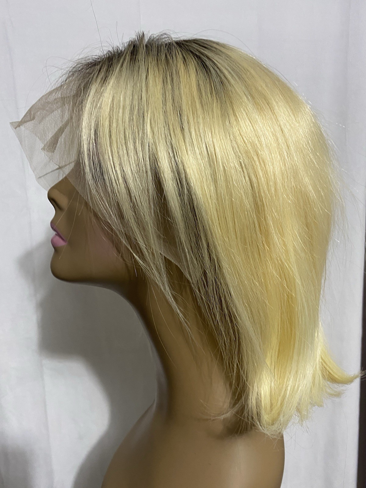 12 Inch Ombre Blonde 13×4 HD Lace Front Wig Human Hair Bob Pre-Plucked Med Large