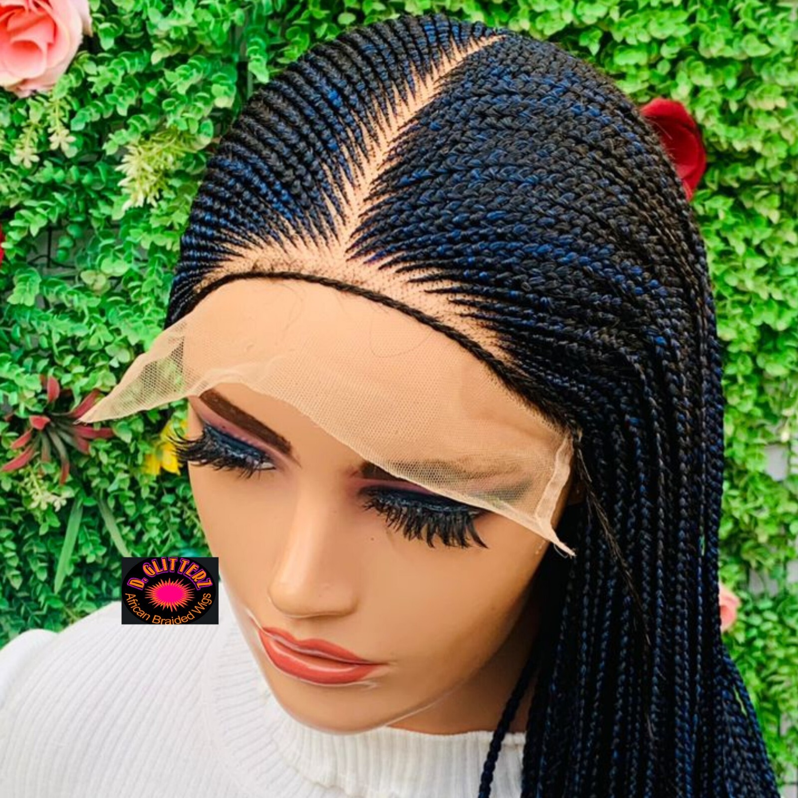 African Braided Wig On 8*8 Closure. Blue/Black 40″