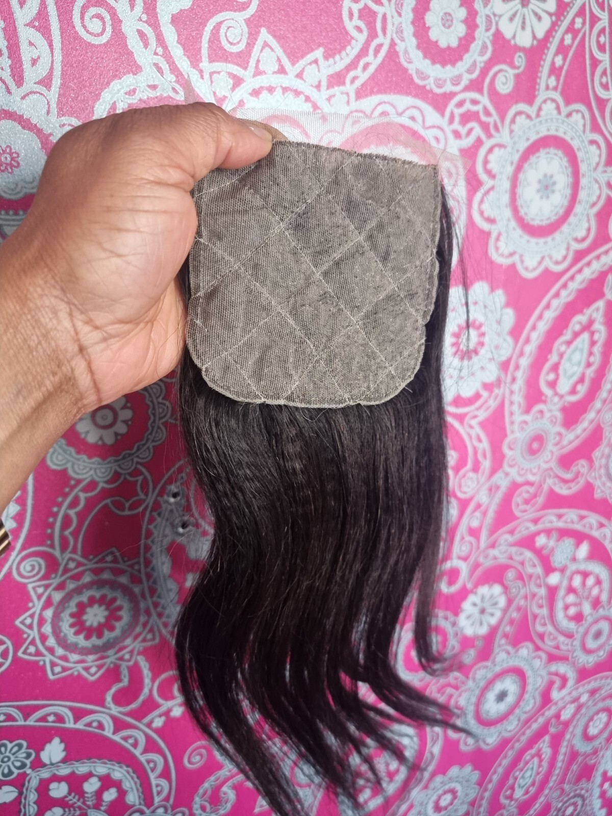 100% 14INCHES BRAZILIAN VIRGIN HUMAN HAIR YAKI STRAIGH SILK BASE CLOSURE 5×5 70g