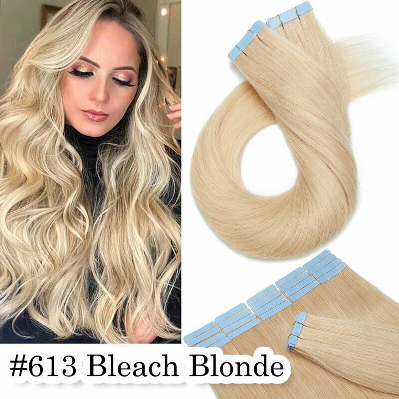 Invisible Tape In Human Hair Extensions Skin Weft Premium Hair Full Head 80pcs