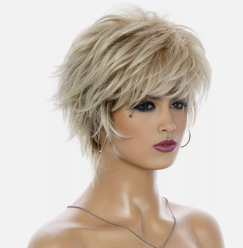Women Natural Short Straight Wavy Curly Pixie Cut BOB Wig Casual Hair Wigs