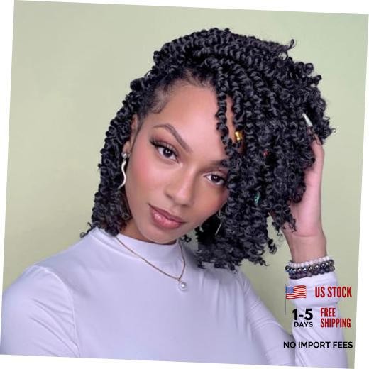 8 Packs Passion Twist Crochet Hair, 8 Inch, Natural 8 Inch (Pack of 8) 1B#