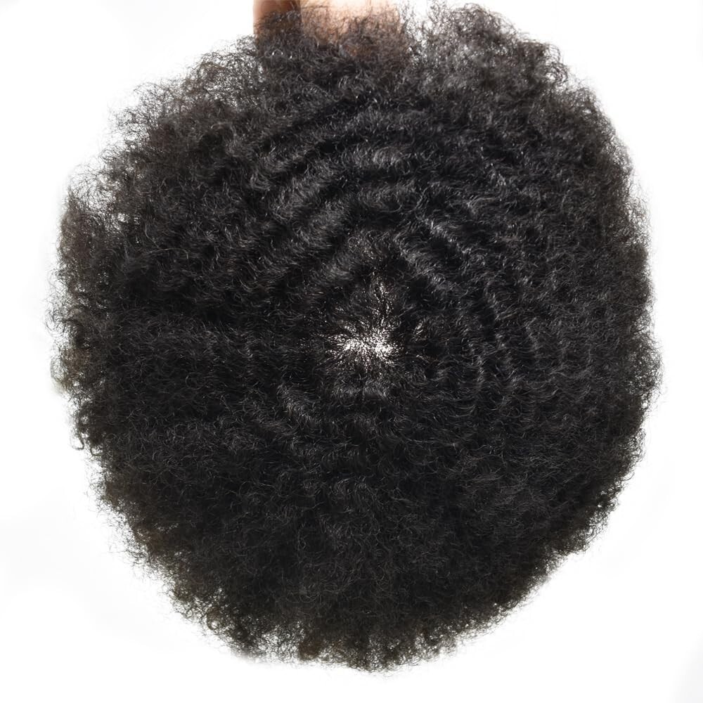 Hair Units for Black Men Afro Kinky Curly Fine Mono Lace Men Toupee Hair System