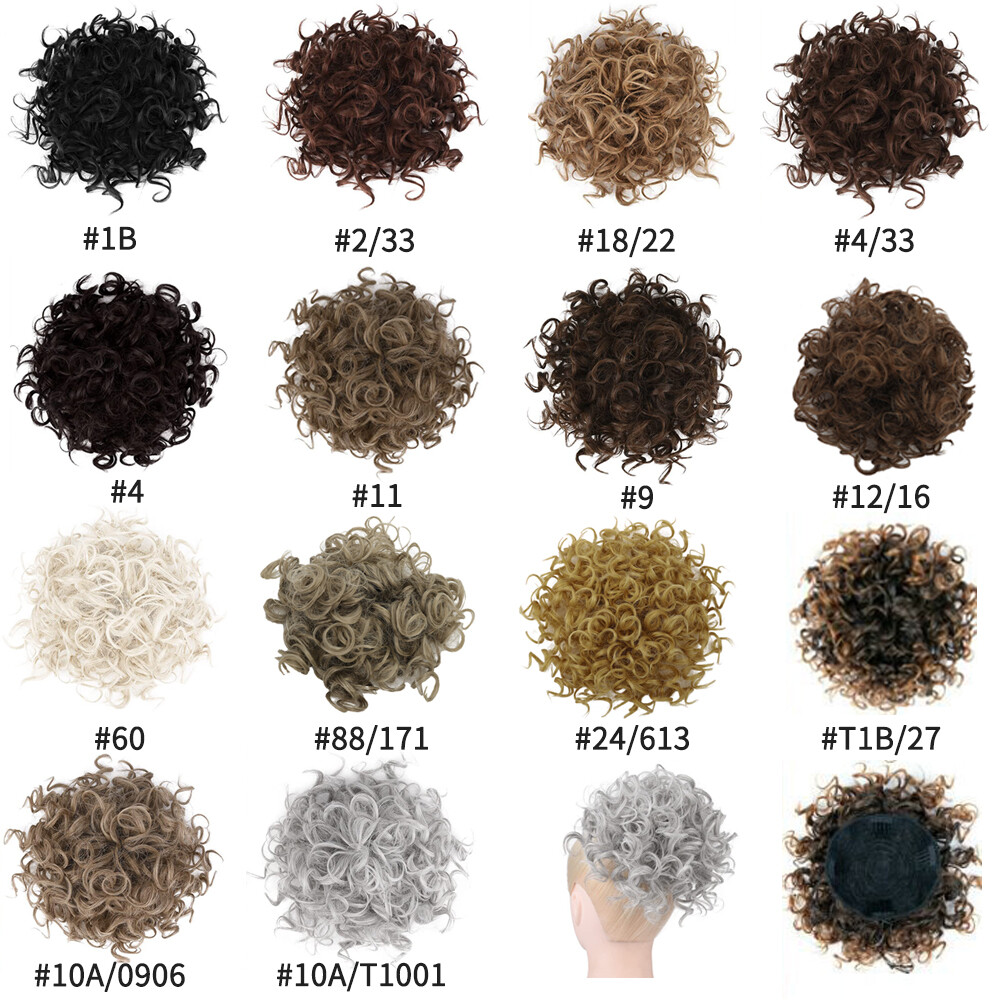 Messy Curly Hair Bun Updo Clip in Hairpiece Chignons Drawstring Hair Extensions