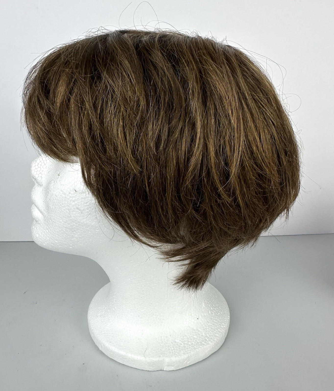 Pantene 100% Human Hair Wig Chocolate Brown Copper Highlights Adjustable NEW