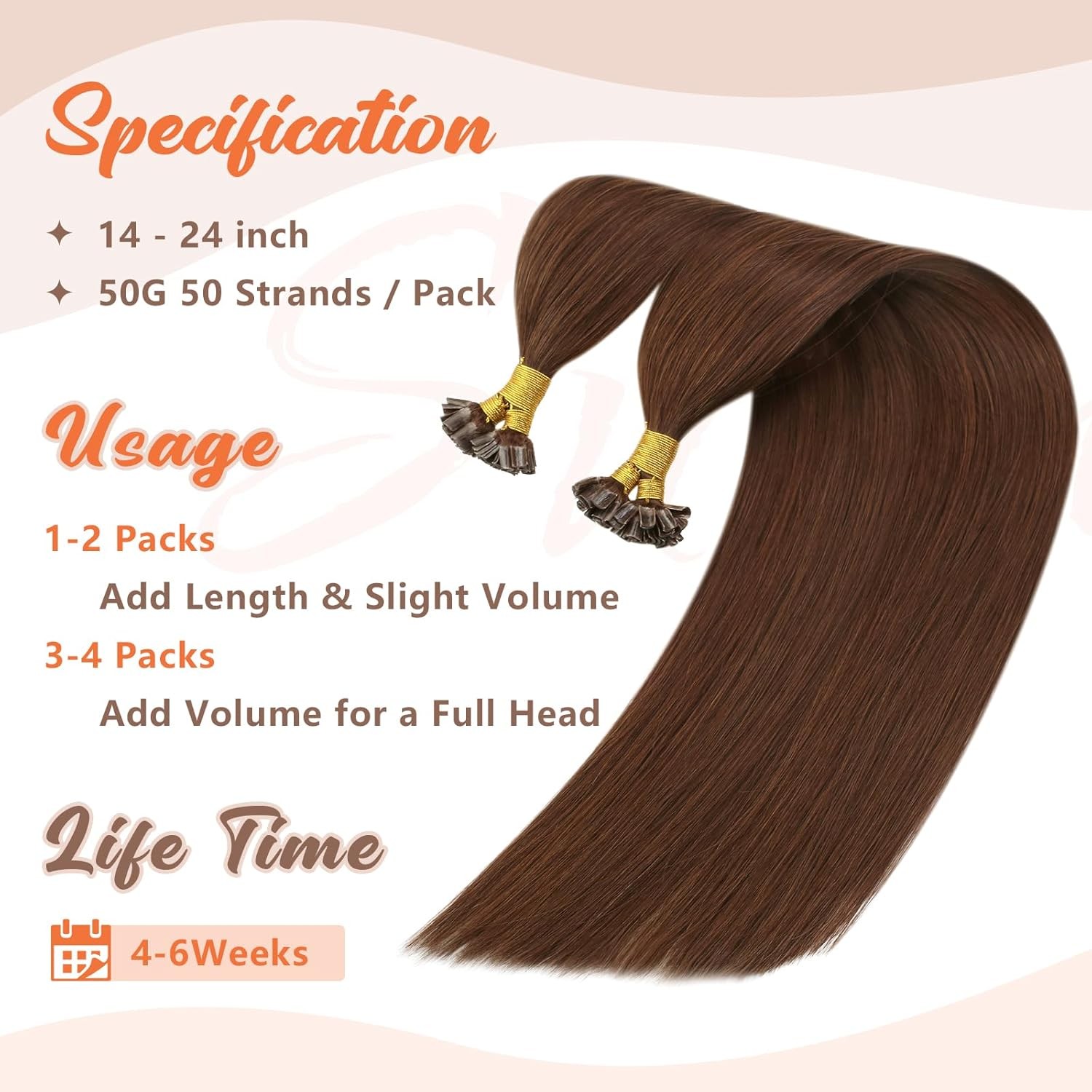 Sunny Hair U-TIP 18in Auburn Brown/Red Hair Extensions – UT_33_18_50G3