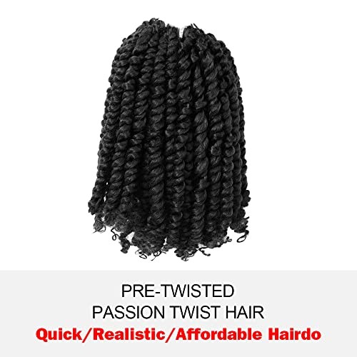 Short Passion Twist Hair 6 Inch Pre 6 Inch (Pack of 8) 1B(Natural Black)