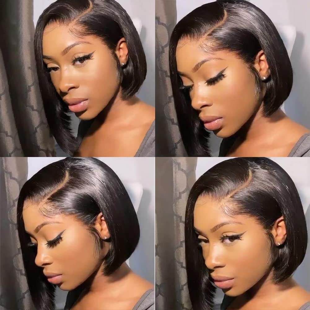 13×4 Lace Front Bob Wigs Human Hair Short Straight Bob Lace Frontal Wigs