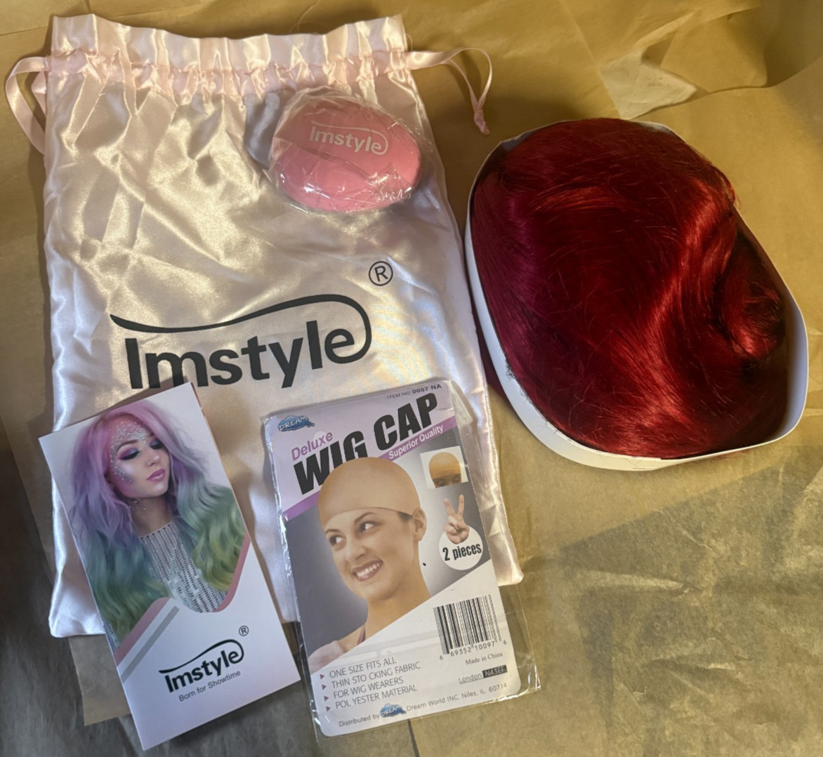 Imstyle Beautiful Quality 28″ Long Curls Red WIG with Cap, Brush Bag NEW