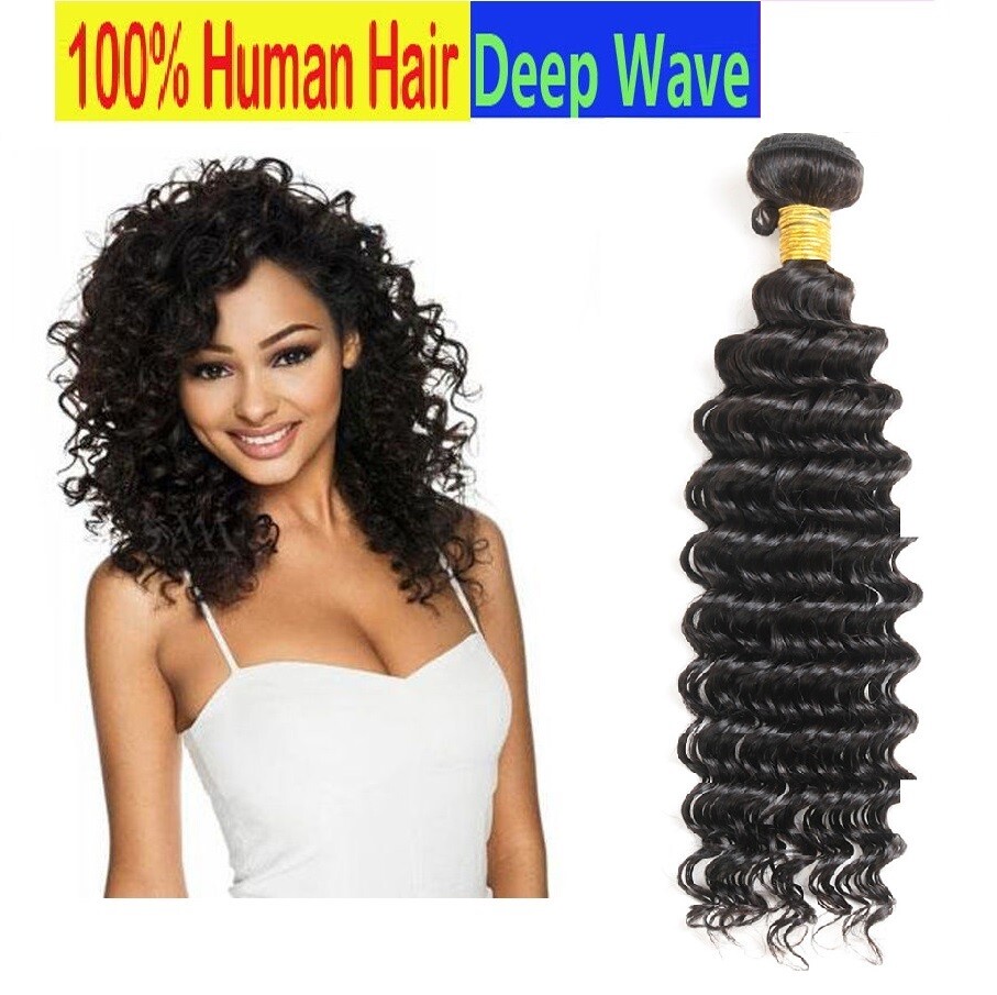 DEEP WAVE Black Color #1B Brazilian 100 Virgin Human Hair bundle 10 – 28 In