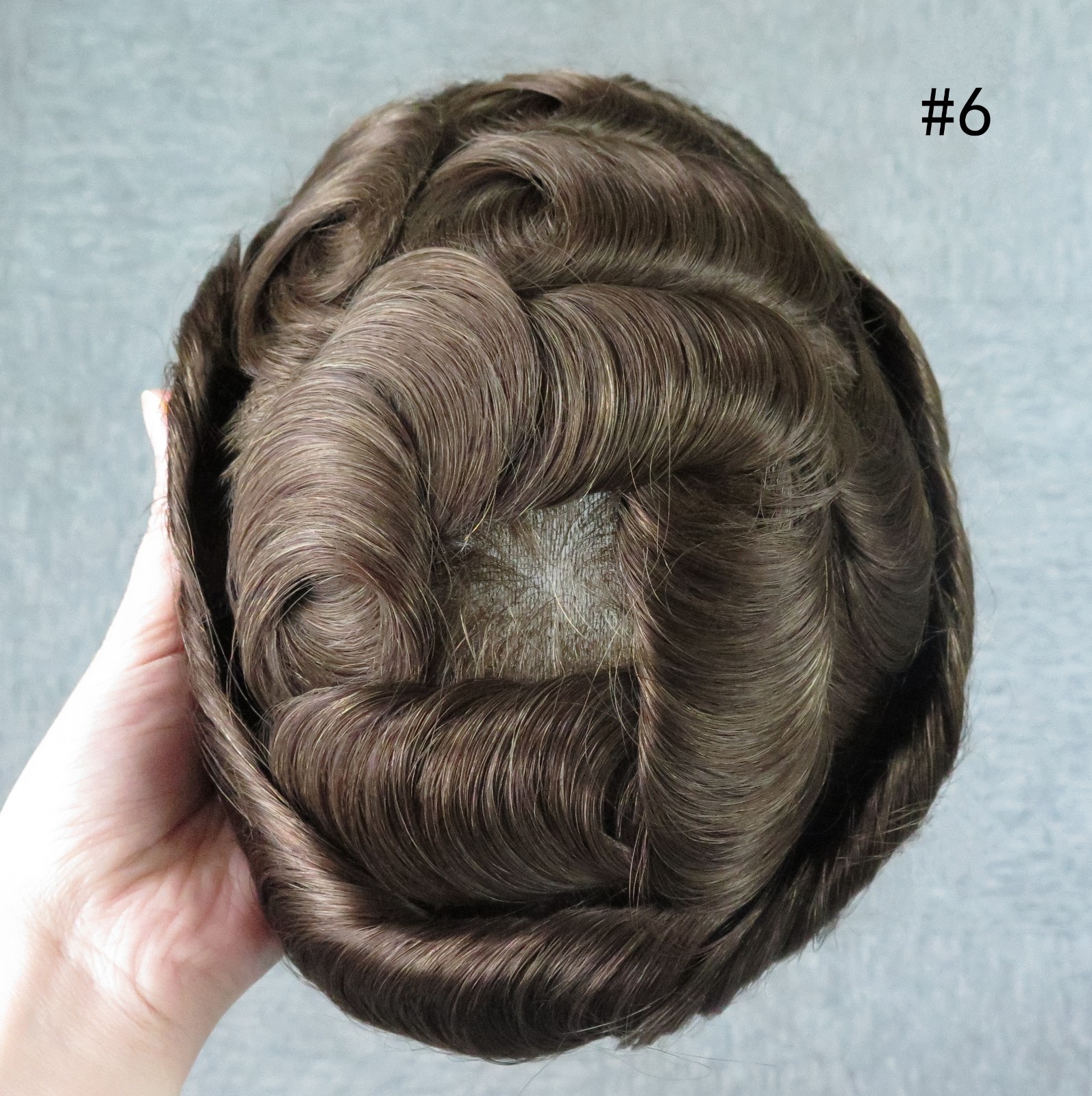Toupee Human Hair for Men Replacement System Hairpiece 0.05mm Thin Skin BIO #6