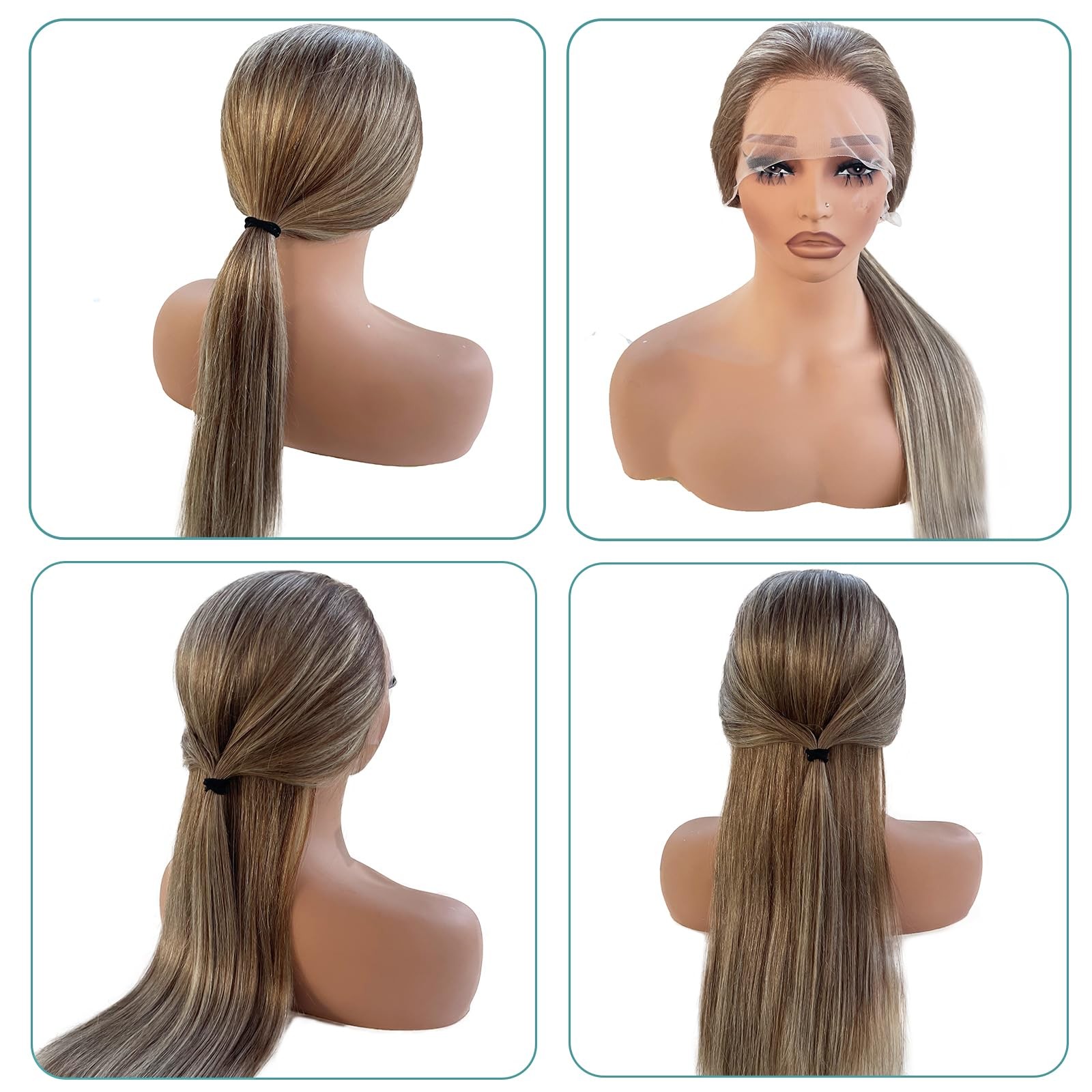 Munx Brown Highlight Lace Front Wigs Human Hair 180 Density Preplucked 13X4 Hd