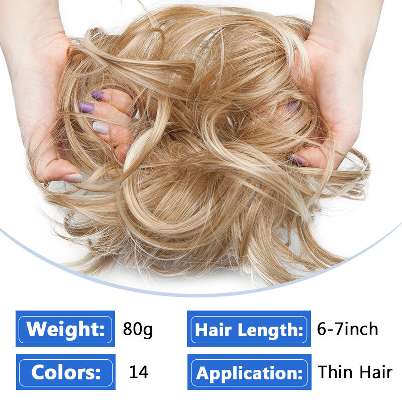 US Tousled Messy Bun Piece Scrunchie Curly Wavy Extra Thick Updo Hair Extensions