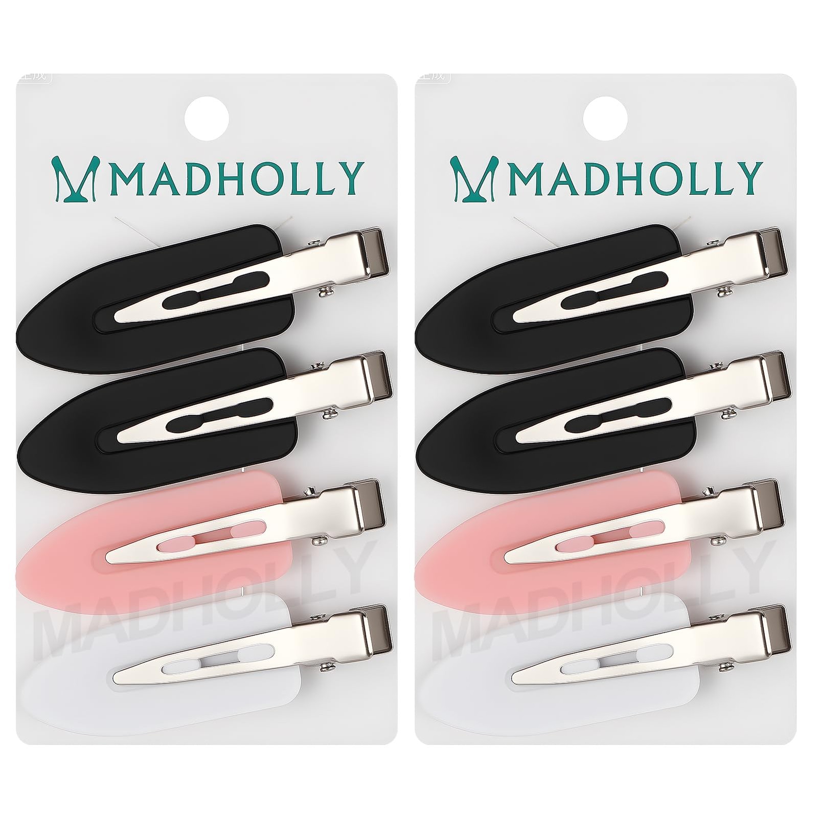 MADHOLLY 8Pcs No Bend Crease Hair 8 Count (Pack of 1), Black, White, Pink