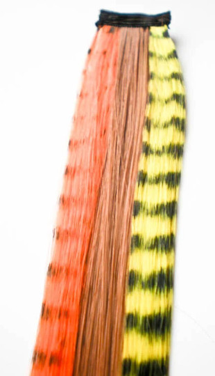 4 for 20 Halloween fall hair feather extension clip ins – yellow, orange, mocha