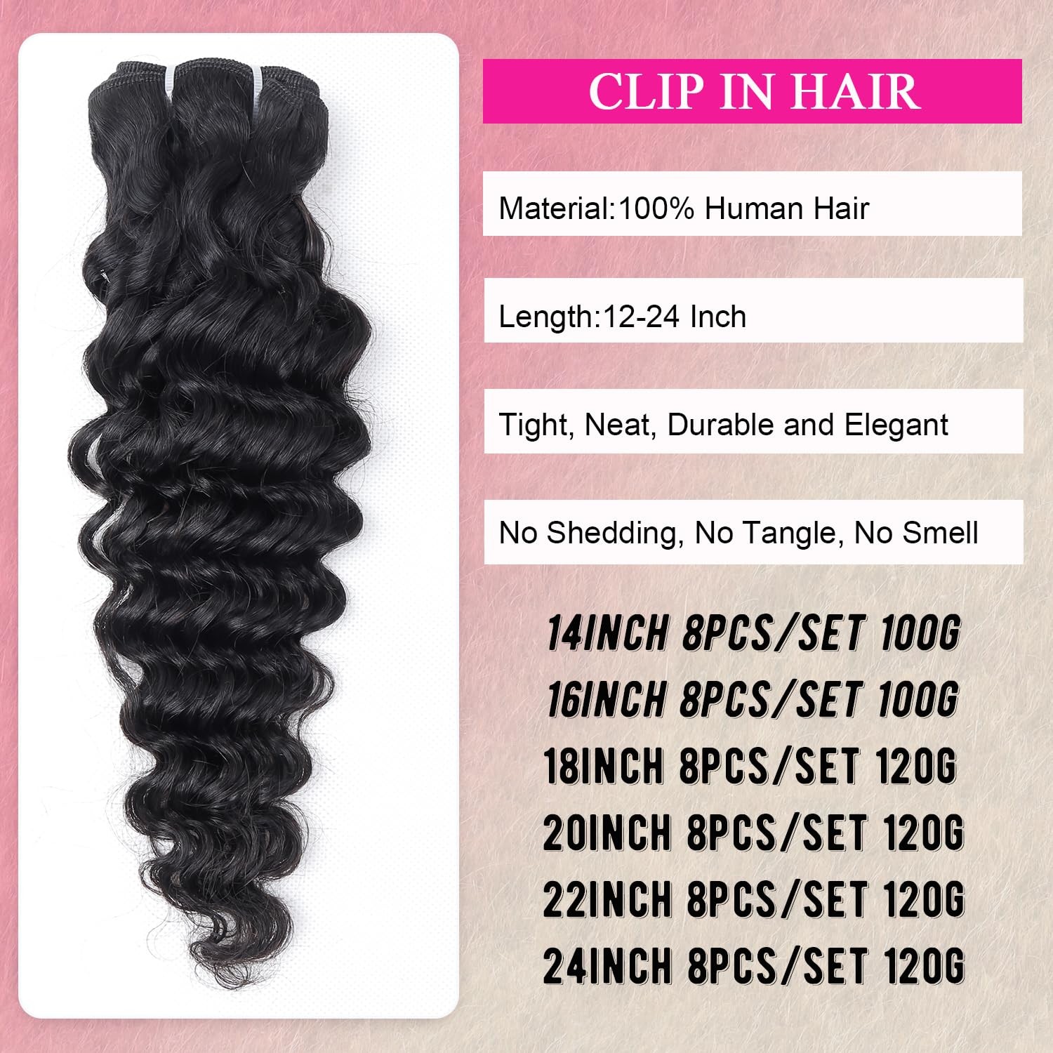 Unipearl Deep Wave Clip In Hair Extensions Real Human Hair 14 Inch Deep Curly