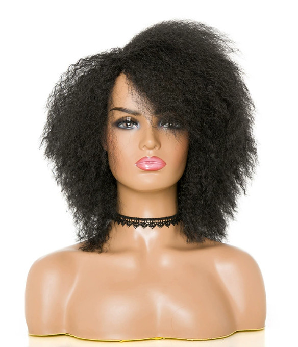 Afro Fluffy Curly Black Color Synthetic Hair Wig Women Soft Natural Daily