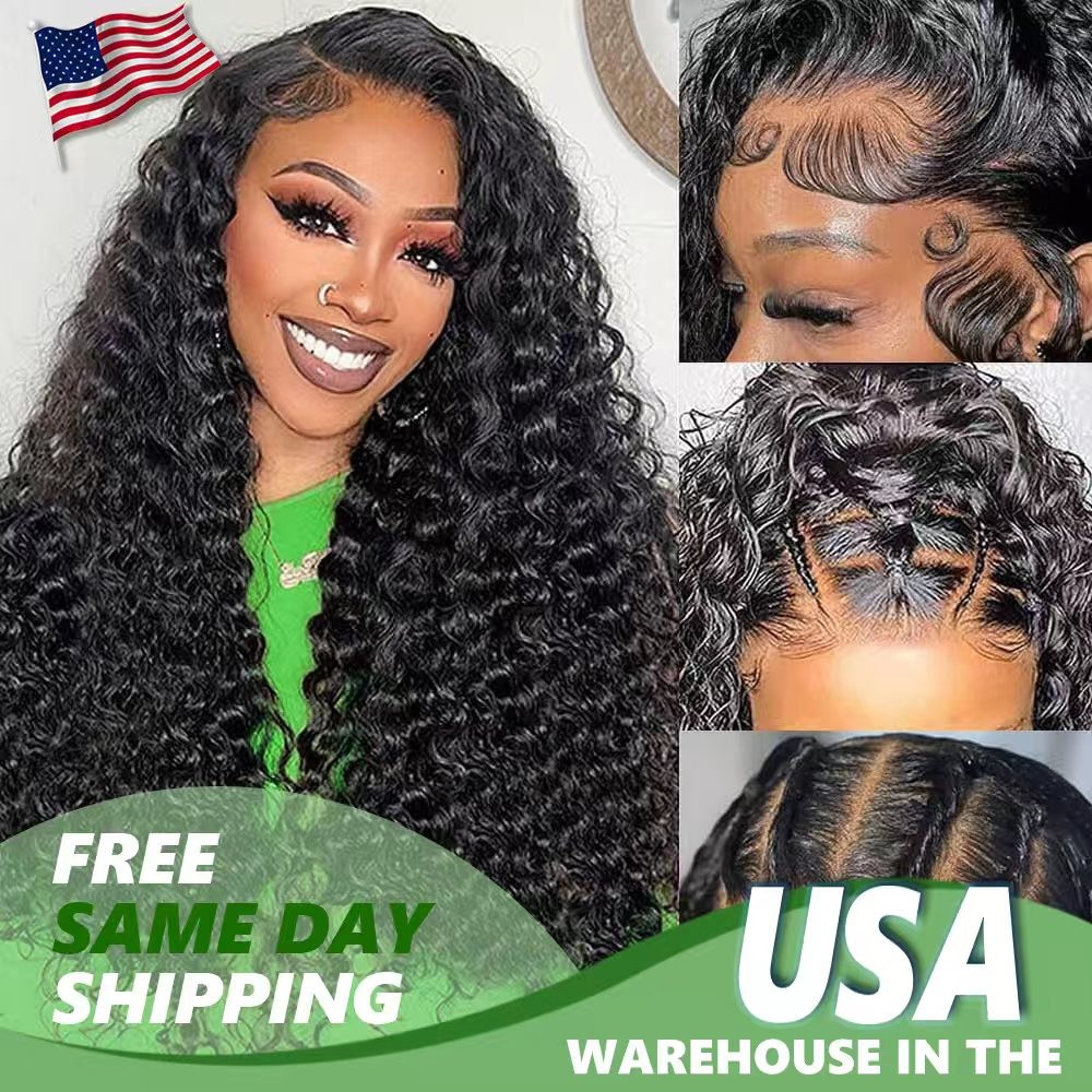 5×5 Deep Wave Transparent Lace Wigs 200% Density Natural Color Wigs Human Hair