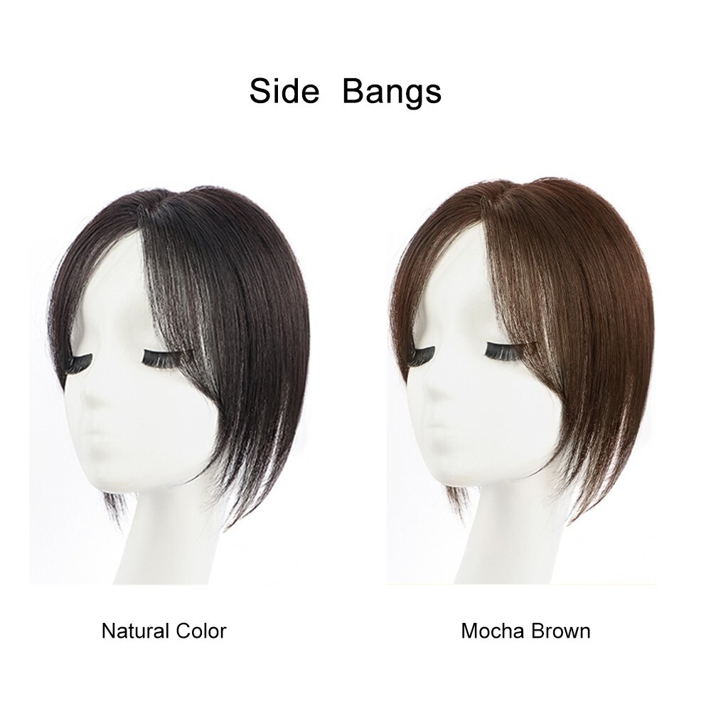 10″ 100% Human Hair Topper with Bangs Fringe Clip in Hairpiece Top Piece Toupee