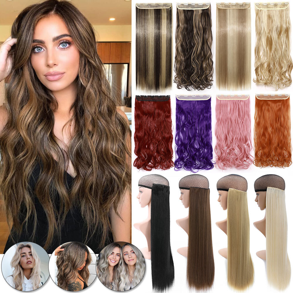 Mega Thick Clip In Hair Extension Full Head One Piece Straight Curly Wavy 17-30″