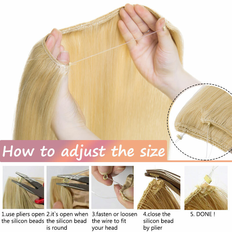 Invisible Wire Clipless Real Remy Human Hair Extension One Piece Long Weft