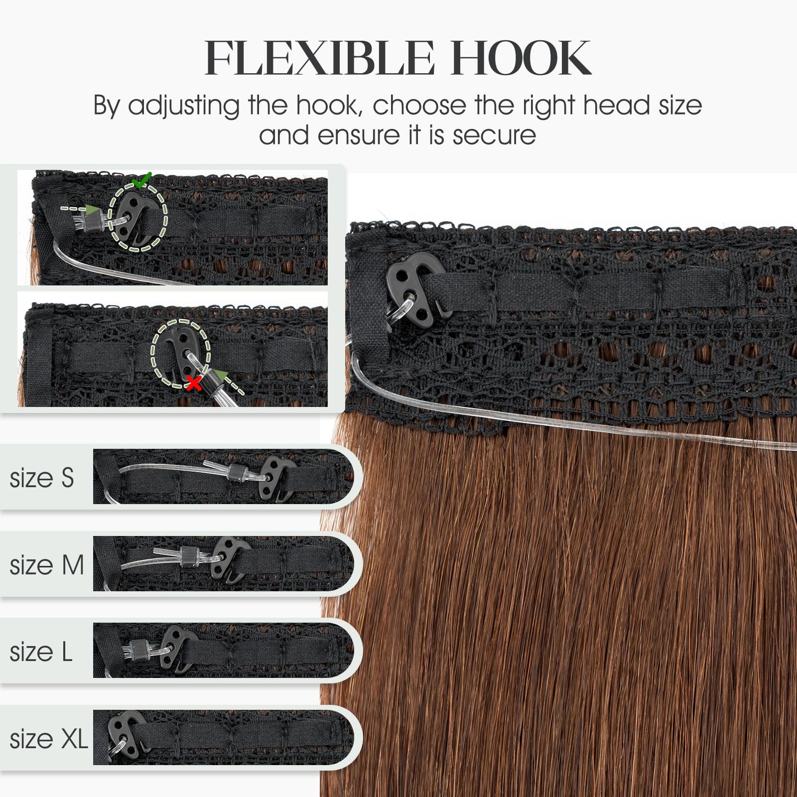 Charites Halo Hair Extensions Real Human Hair Invisible Wire Extensions