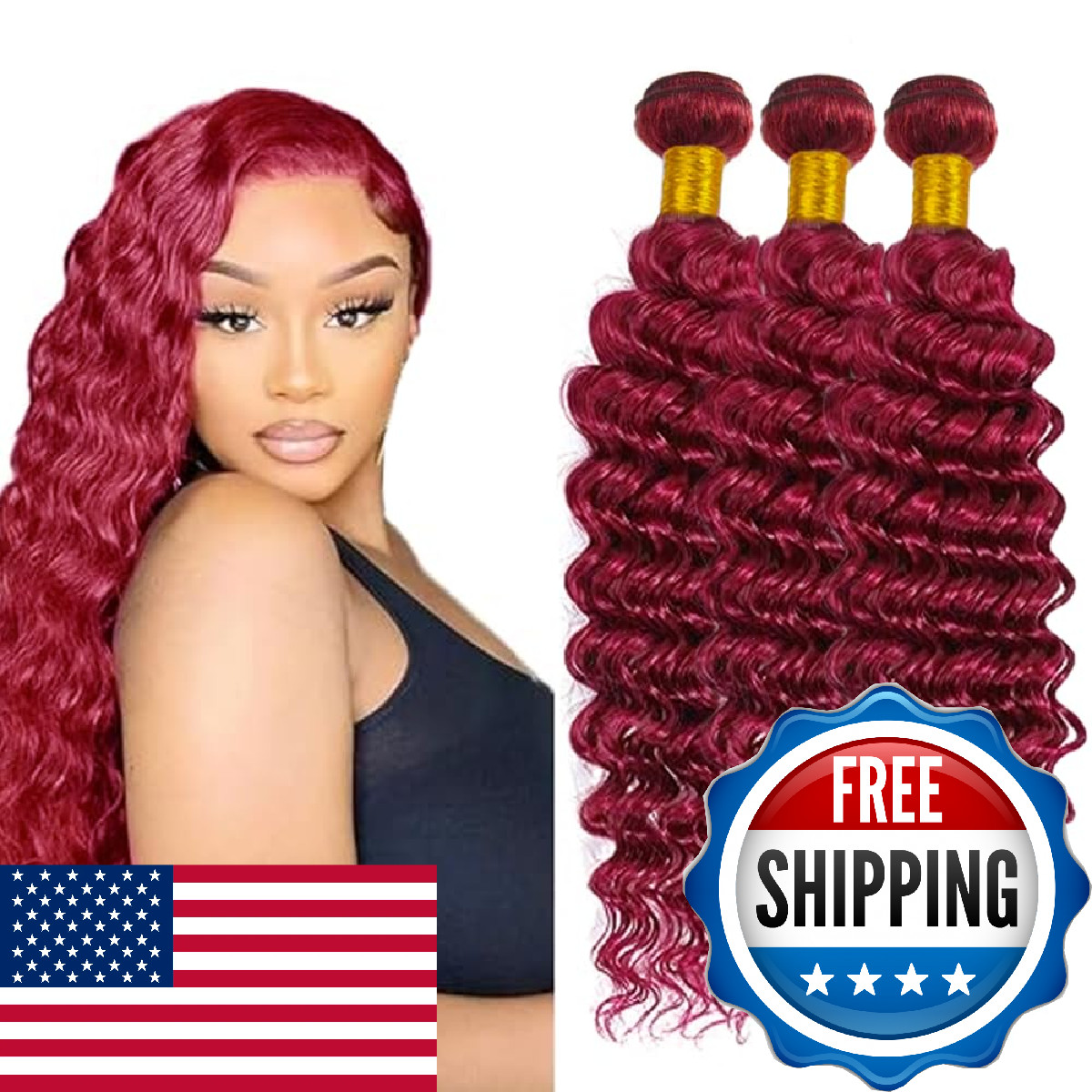 Burgundy Human Hair Bundles 99J Deep Wave 3 Bundles 34 34 34 inch 300g 8A Brazil