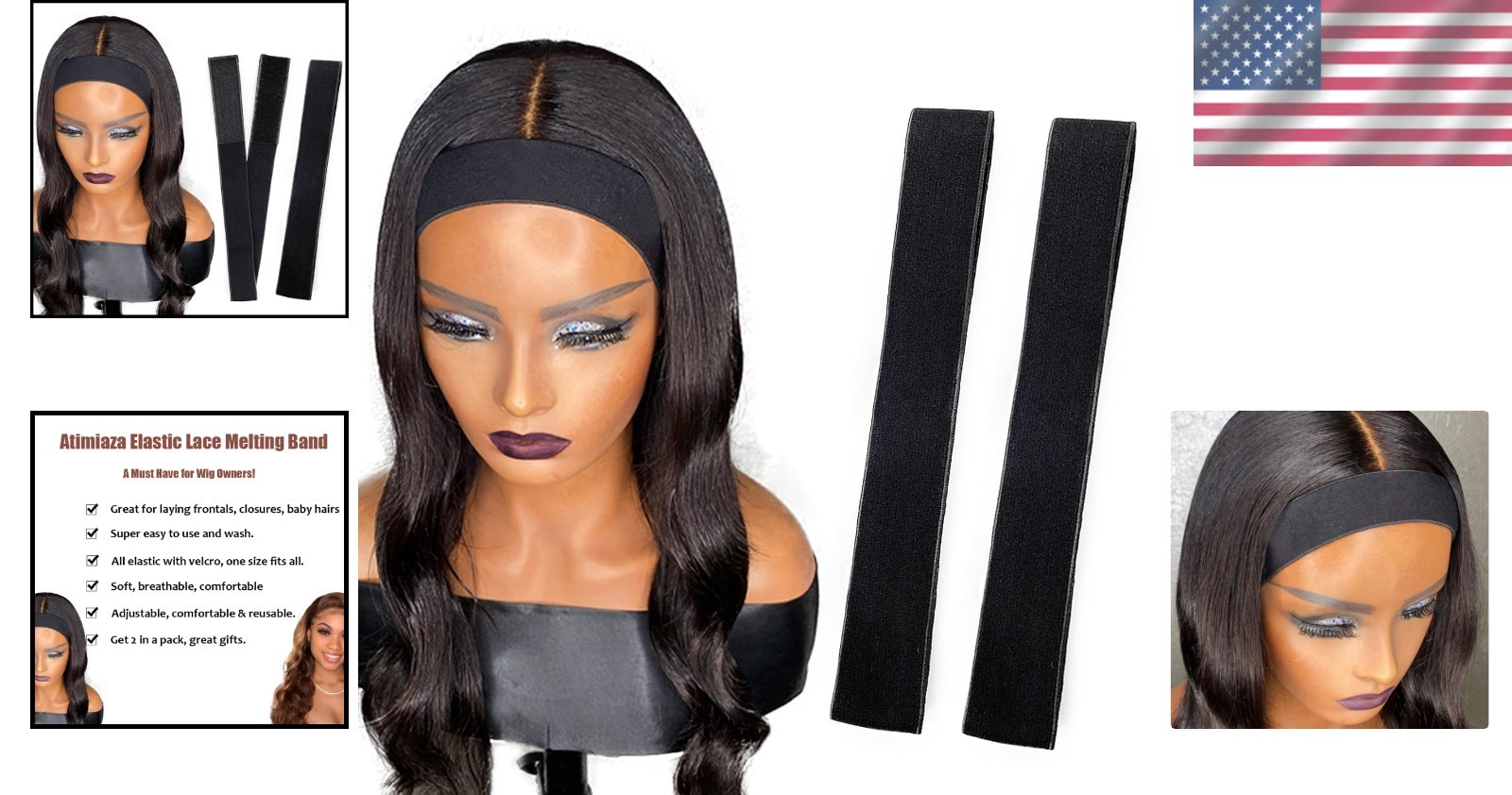 2 Count Elastic Wig Bands for Perfect Lace Closure Melting – Black Essentials