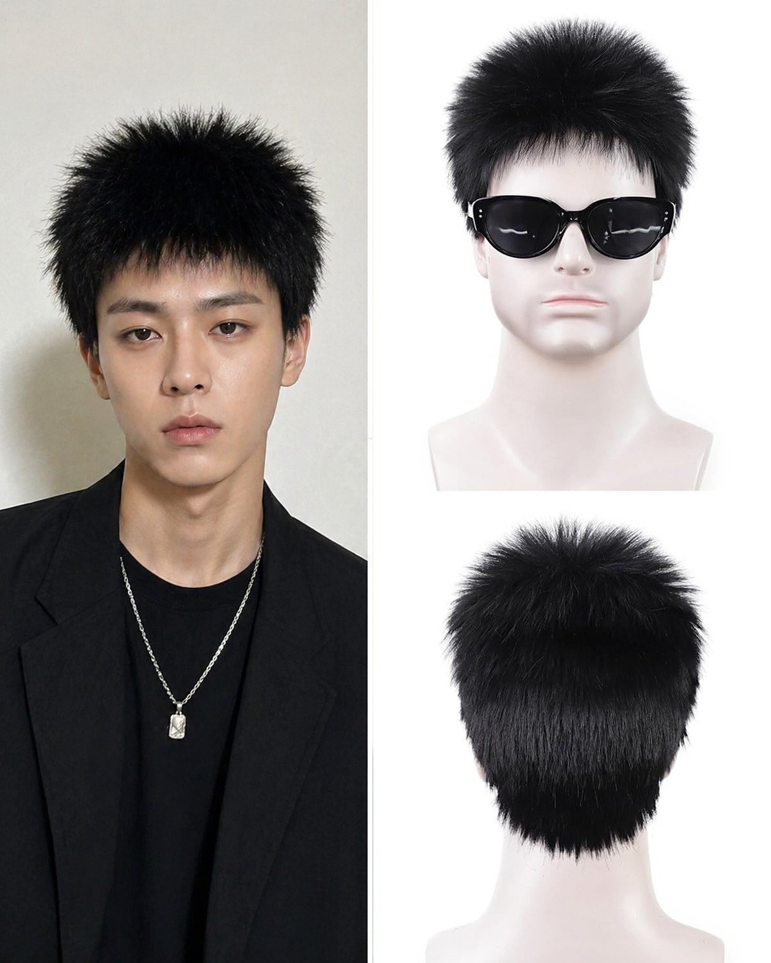 Fashion Spiky Short Wig Fluffy Synthetic Full Wig for Men Daily Casual Wear