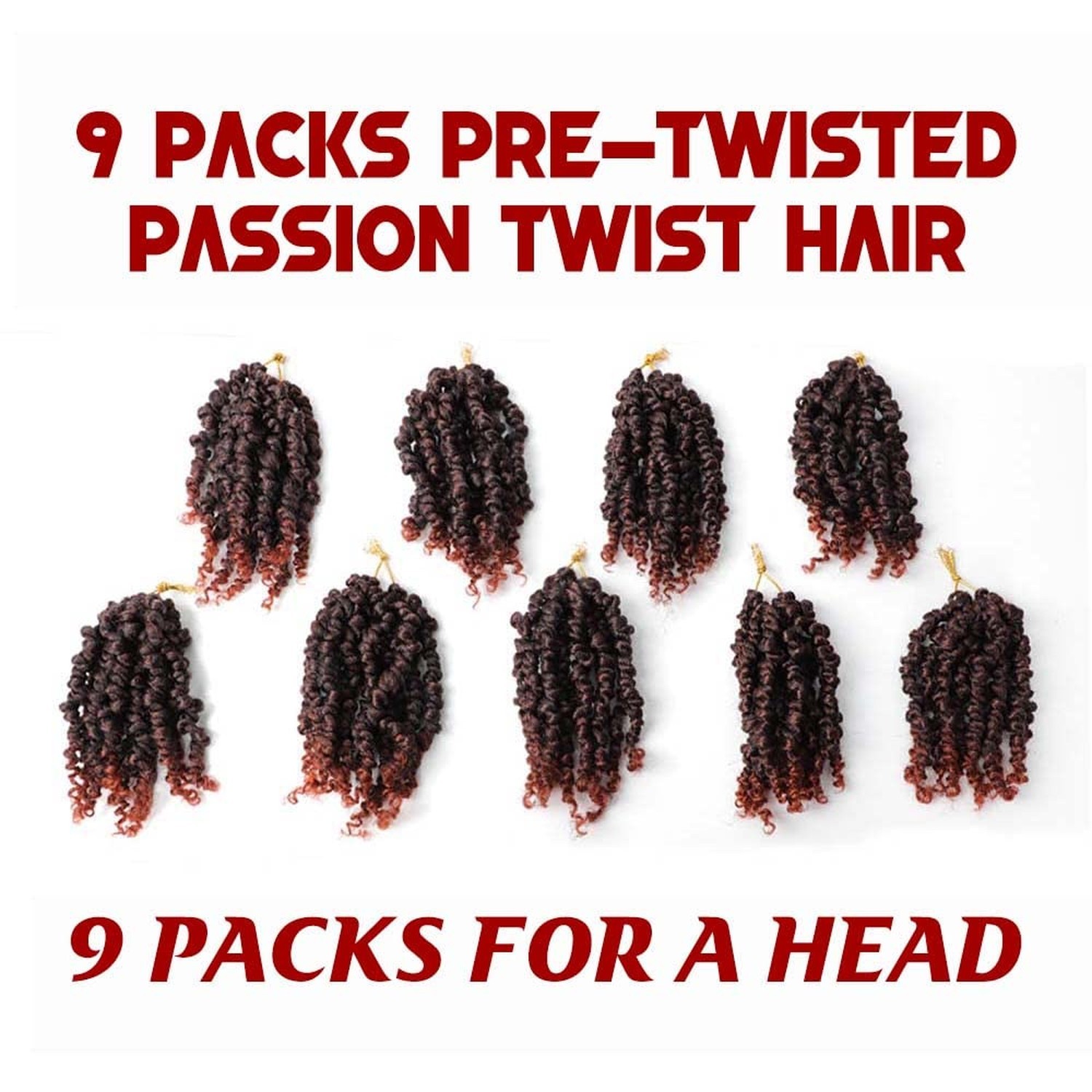 9 Packs Passion Twist Hair 6 Inch Prelooped Passion Twist Crochet H… Fast Ship